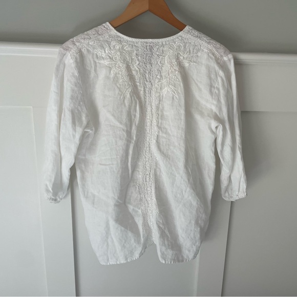 Johnny Was Split Neck Linen Blouse - Picture 9 of 9